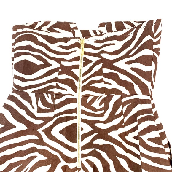 Kate Spade Strapless Brown Zebra Mini Dress Size 0 - Picture 9 of 11